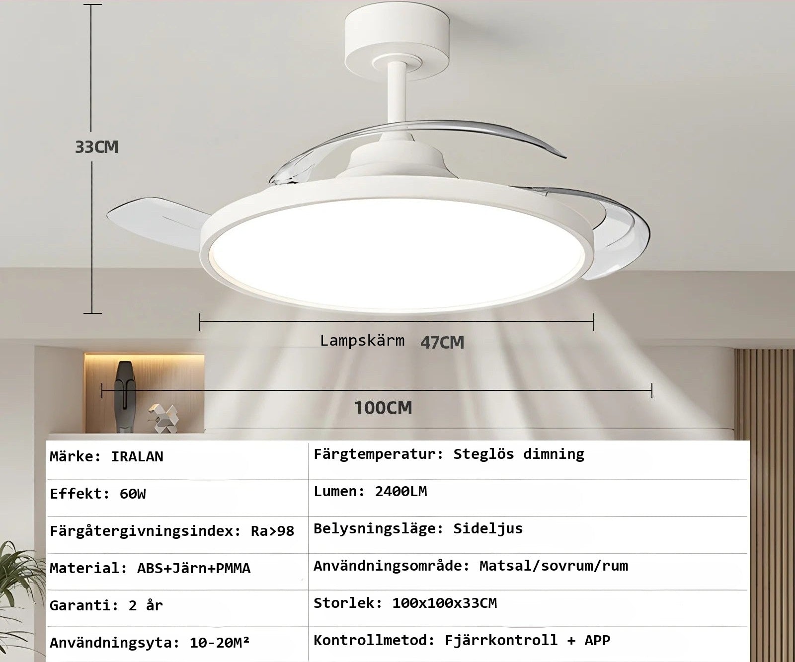 Takflälkt med LED-belysning